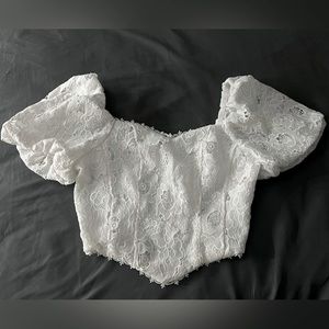 White cropped western top